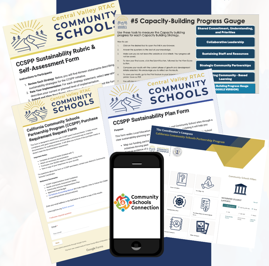 Community Schools Forms with phone in front